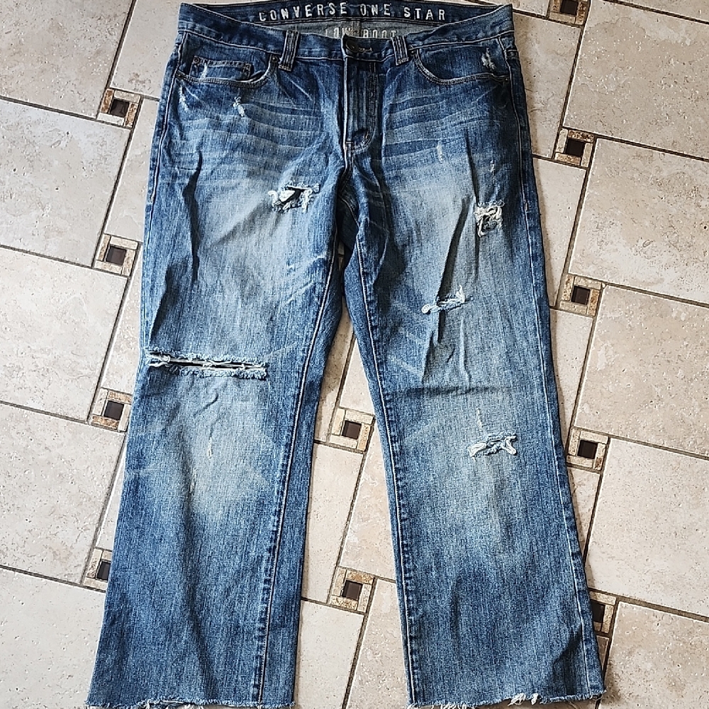Converse One Star Low Boot Distressed Blue Jeans Size 34